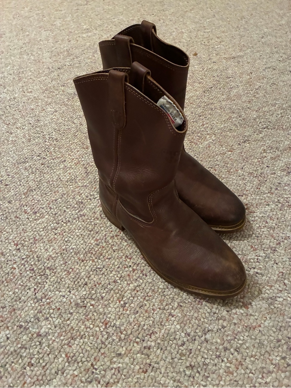 Men's Brown Leather Cowboy Boots Steel Toe
